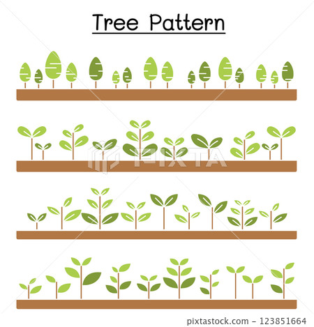Little Tree pattern Landscape , shrub background vector llustration graphic design in flat color style 123851664
