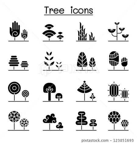 tree icon set in glyph style 123851693