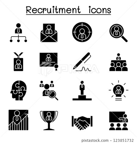 Recruitment, career and job icon set in glyph style 123851732
