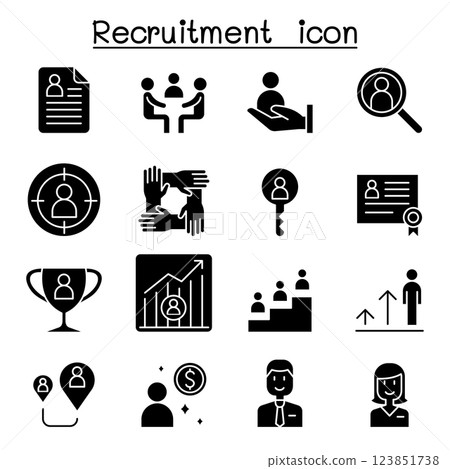 Recruitment and Job icon set in glyph style 123851738