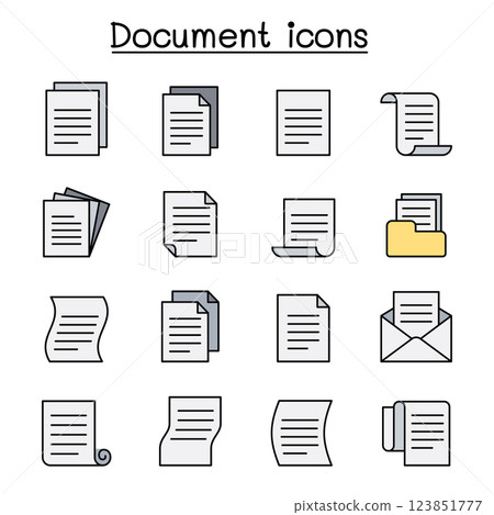 Document and File icon set in colorline style 123851777