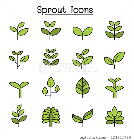 Sprout icon set in colorline style 123851789