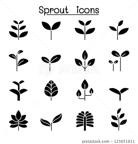 Sprout, plant, treetop, leaf icon set in glyph style 123851811