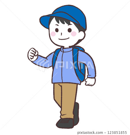 Illustration of a man walking with a backpack 123851855