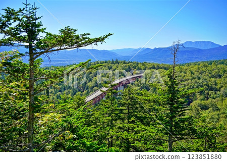 A spectacular view of Matsumi Bridge at Mikuni Pass in Kamishihoro Town, Hokkaido 123851880
