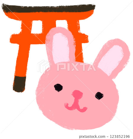 Simple illustration, crayon touch, Year of the Rabbit 123852196