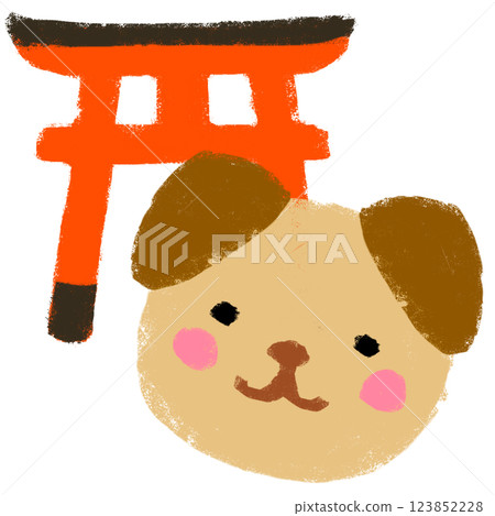 Simple illustration, crayon touch, Year of the dog 123852228