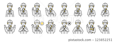 Upper body pose set_simple worker woman Upper body pose set_simple worker woman 123852251