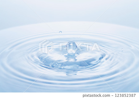 Drops of water falling on the surface of the water. 123852387