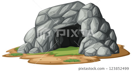 Rocky Cave Entrance Illustration Rocky Cave Entrance Illustration 123852499