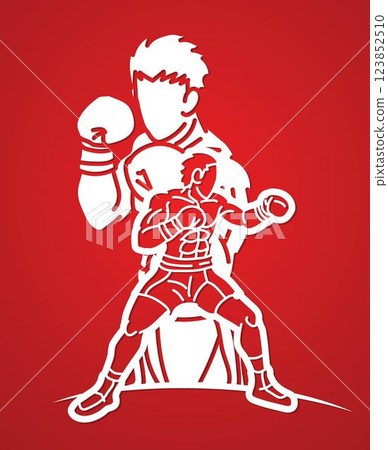 Ultimate Fighting Group of Boxer Mix Action Boxing Sport Cartoon Graphic Vector 123852510