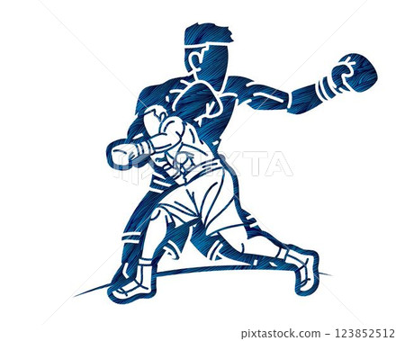Ultimate Fighting Group of Boxer Mix Action Boxing Sport Cartoon Graphic Vector 123852512