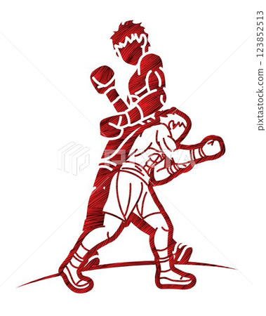 Ultimate Fighting Group of Boxer Mix Action Boxing Sport Cartoon Graphic Vector 123852513