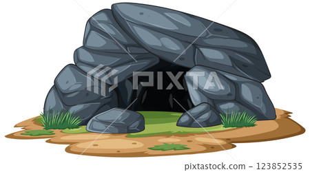 Rocky Cave Entrance Illustration 123852535