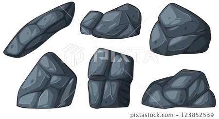 Stylized Rock Vector Illustration Set 123852539