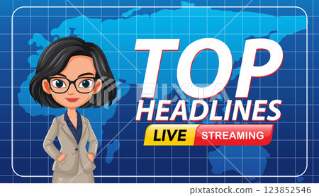 News Anchor Live Streaming Illustration 123852546