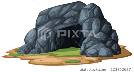 Rocky Cave Entrance Illustration Rocky Cave Entrance Illustration 123852627