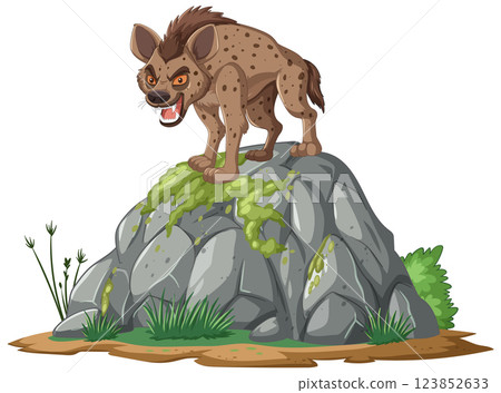 Hyena Standing on Rocky Terrain Hyena Standing on Rocky Terrain 123852633