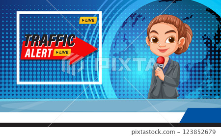 Animated Traffic Alert News Broadcast 123852679
