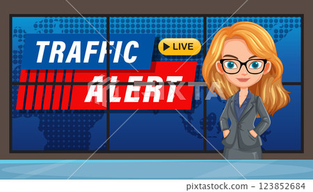Live Traffic Alert Broadcast Illustration 123852684