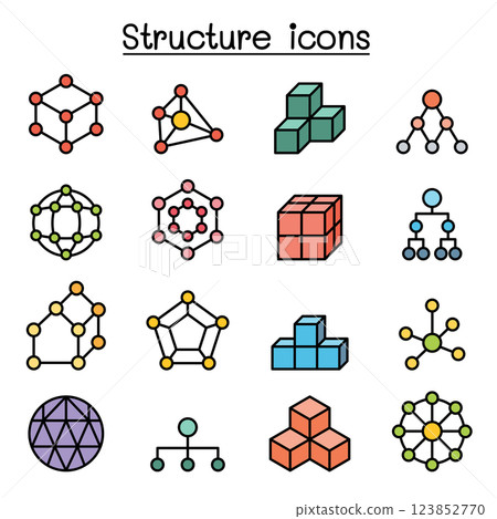 Structure icon set in colorline style 123852770