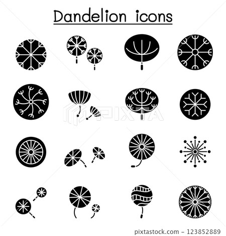 Dandelions vector icon set in glyph style Dandelions vector icon set in glyph style 123852889