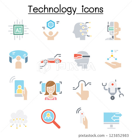 New Technology icon set in flat color style 123852983