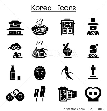 korea icon set in glyph style korea icon set in glyph style 123853002
