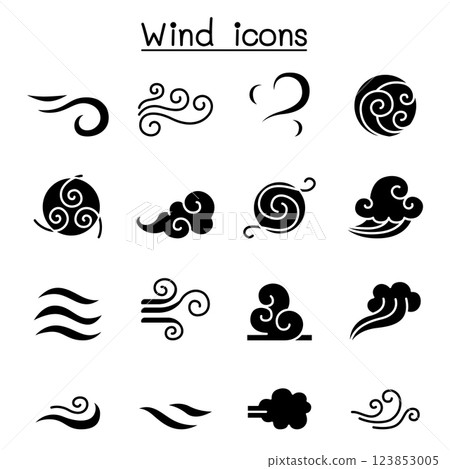 Wind icon set in glyph style Wind icon set in glyph style 123853005