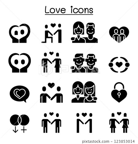 Love icon set in glyph style 123853014