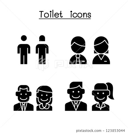 Toilet, Restroom, WC icon set in glyph style Toilet, Restroom, WC icon set in glyph style 123853044