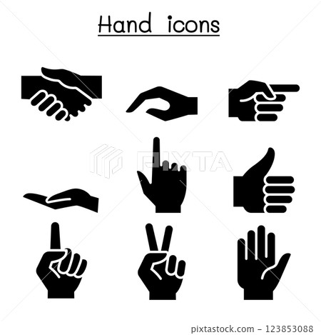 Hand icon set in glyph style 123853088