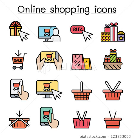 Online shopping , Cyber monday icon set 123853093