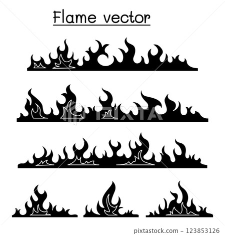Fire and Flame icon set in glyph style 123853126