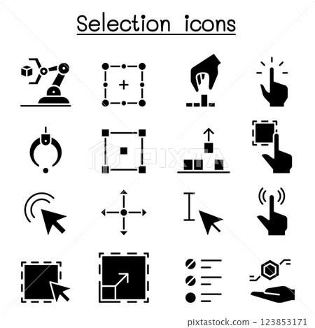 Selection icon set in glyph style Selection icon set in glyph style 123853171