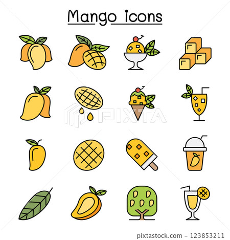Mango icon set in colorline style 123853211