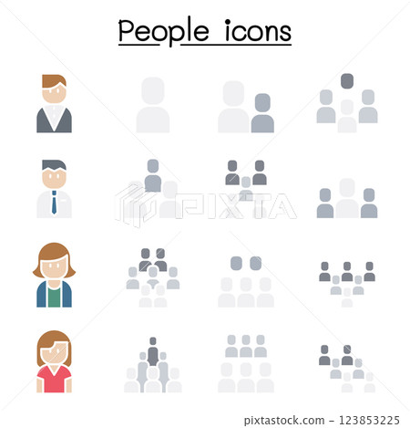 People icon set in flat color style People icon set in flat color style 123853225