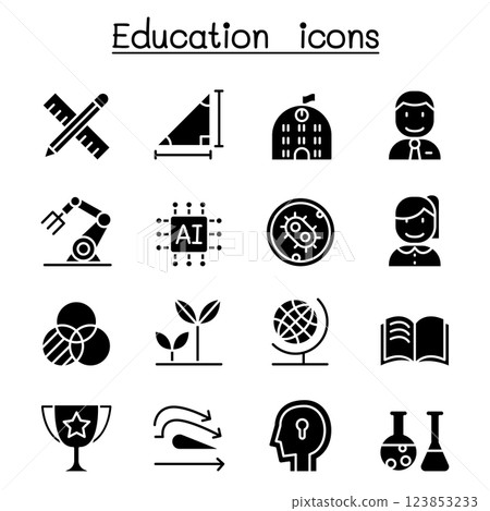School and Education icon set in glyph style School and Education icon set in glyph style 123853233