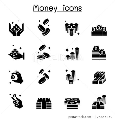 Money, Cash , Coin Bank note icon set in glyph style Money, Cash , Coin Bank note icon set in glyph style 123853239