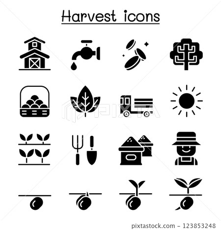 Harvest icon set in glyph style Harvest icon set in glyph style 123853248