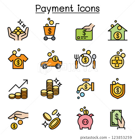 Payment icon set in colorline style 123853259
