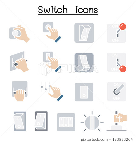 Switch icon set in flat color style 123853264