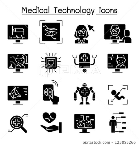 Medical technology, Futuristic Medicine icon set in glyph style 123853266