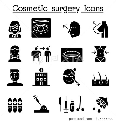 Cosmetic Surgery , Surgical operation icon set in glyph style Cosmetic Surgery , Surgical operation icon set in glyph style 123853290