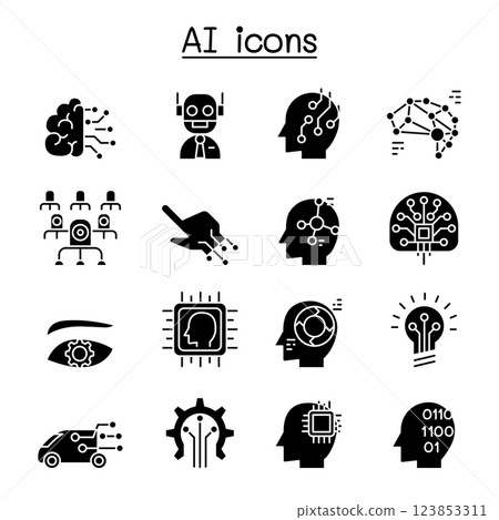 AI, Artificial intelligence icon set in glyph style 123853311