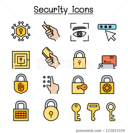 Security icon set in colorline style 123853334