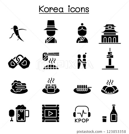 Korea icon set in glyph style Korea icon set in glyph style 123853358