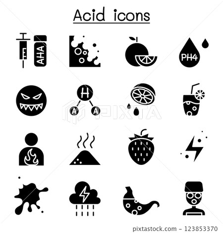 Acid icon set in glyph style 123853370