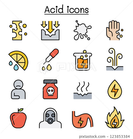 Acid icon set in colorline style 123853384