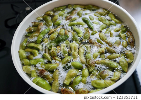 Steam and aroma of Tamba black edamame beans 123853711